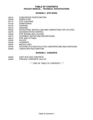 Water System Developer Extension Technical Specifications